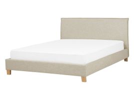 Fabric EU Double Size Bed Beige SENNEZ