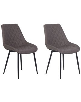 Set of 2 Faux Leather Dining Chairs Brown MARIBEL