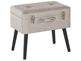 Faux Leather Storage Stool Beige MALLARD