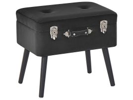 Velvet Storage Stool Black MALLARD