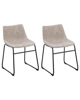 Set of 2 Fabric Dining Chairs Beige BATAVIA