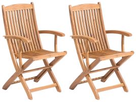 Set of 2 Garden Folding Chairs Light Wood MAUI