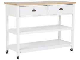 2 Drawer Kitchen Trolley White NAVARINO