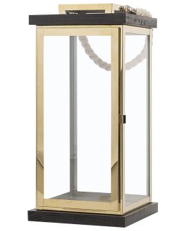 Glass Candle Lantern 41 cm Brass BORNEO