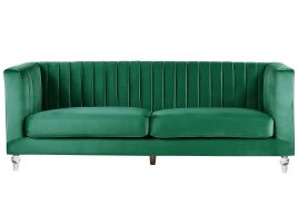 3 Seater Velvet Fabric Sofa Green ARVIKA
