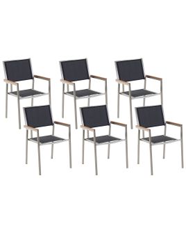 Set of 6 Garden Chairs Black GROSSETO