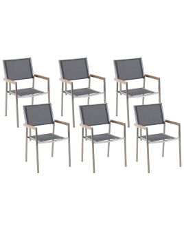 Set of 6 Garden Chairs Grey GROSSETO