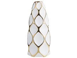 Stoneware Flower Vase 36 White Gold