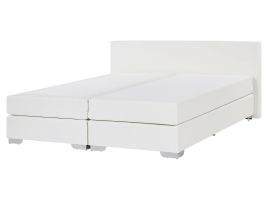 Faux Leather EU King Size Divan Bed White PRESIDENT