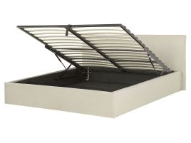 Fabric EU King Size Ottoman Bed Beige ORBEY