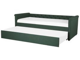 Fabric EU Single Trundle Bed Green LIBOURNE