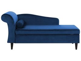 Left Hand Velvet Chaise Lounge Navy Blue LUIRO