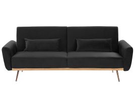 Velvet Sofa Bed Black EINA