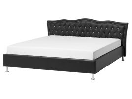 Faux Leather EU King Size Bed Black METZ