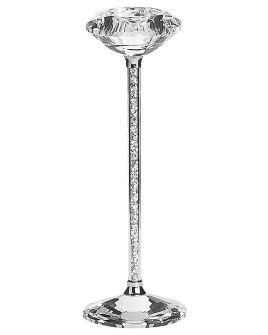 Glass Candlestick 23 cm Silver KOFI SLIM
