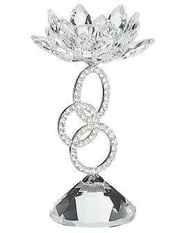 Glass Candlestick 19 cm Silver OVIEDO