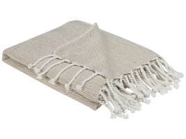 Cotton Blanket 130 x 160 cm Beige TILMI