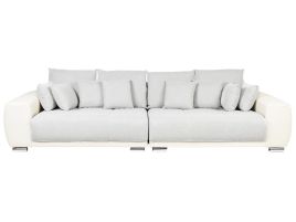 4 Seater Fabric Sofa Light Grey and Light Beige TORPO