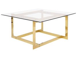 Glass Top Coffee Table Gold CRYSTAL