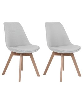 Set of 2 Fabric Dining Chairs Light Grey DAKOTA II