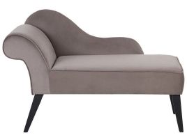 Left Hand Velvet Chaise Lounge Taupe BIARRITZ