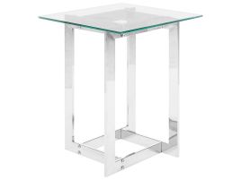 Glass Top Side Table Silver CRYSTAL