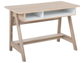 Home Office Desk with Shelf 110 x 60 cm Light Wood JACKSON
