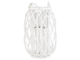 Wooden Candle Lantern 40 cm White MAURITIUS
