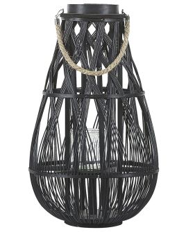 Wooden Candle Lantern 56 cm Black TONGA