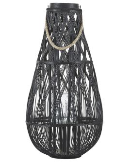 Wooden Candle Lantern 77 cm Black TONGA