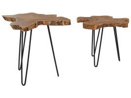 Nest of 2 Side Tables Dark Wood CAMROSE