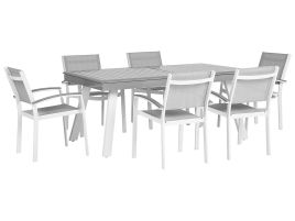 6 Seater Metal Garden Dining Set Grey PERETA