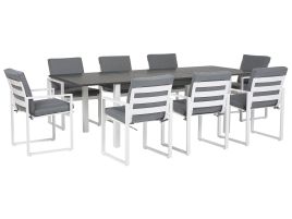 8 Seater Metal Garden Dining Set Grey PANCOLE