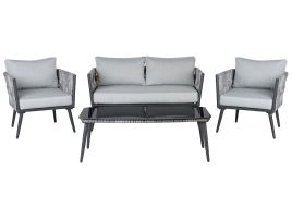 4 Seater PE Rattan Garden Sofa Set Grey PREVEZA