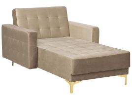 Velvet Chaise Lounge Sand Beige ABERDEEN