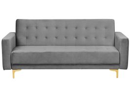 3 Seater Velvet Sofa Bed Grey ABERDEEN