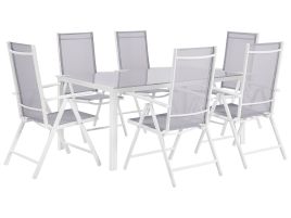 6 Seater Metal Garden Dining Set Grey CATANIA