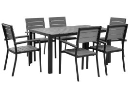 6 Seater Metal Garden Dining Set Grey COMO
