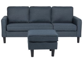 3 Seater Fabric Sofa with Ottoman Dark Grey AVESTA
