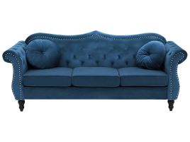 3 Seater Velvet Sofa Navy Blue SKIEN