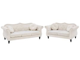 Velvet Sofa Set Beige SKIEN
