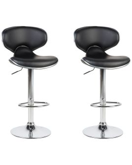 Set of 2 Faux Leather Swivel Bar Stools Black CONWAY