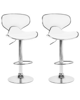 Set of 2 Faux Leather Swivel Bar Stools White CONWAY