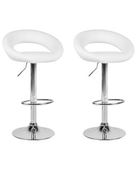 Set of 2 Faux Leather Swivel Bar Stools White PEORIA