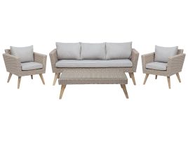 5 Seater PE Rattan Garden Sofa Set Grey VITTORIA XL