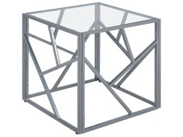 Glass Top Side Table Silver ORLAND