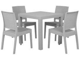 4 Seater Garden Dining Set Light Grey FOSSANO