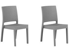 Set of 2 Garden Dining Chairs Light Grey FOSSANO