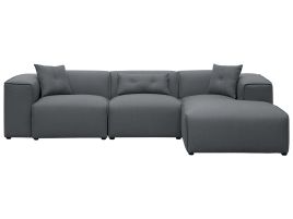 Left Hand Fabric Corner Sofa Dark Grey DOLVA