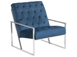 Velvet Armchair Navy Blue HARSTAD